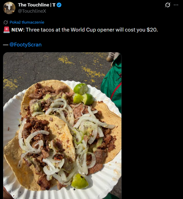 HIT! Tak wygląda MUNDIALOWE TACO za 20 DOLARÓW xD